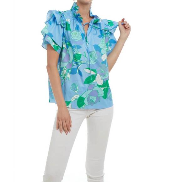 NEW PATTY KIM st. martin top in calypso blue - Picture 1 of 1